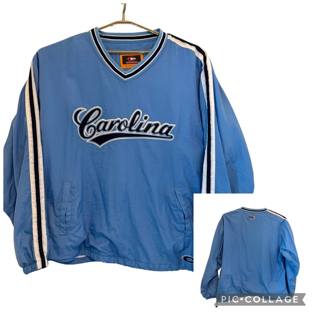 UNC Tar Heels Carolina Blue V-Neck Pullover Windbreaker Mens XXL VTG Colosseum